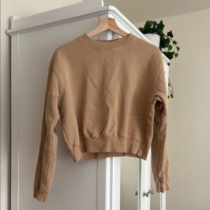 TNA Cozy Fleece Perfect Shruken Sweatshirt Tan